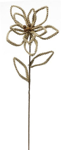 Jute Cutout Braid Poinsettia Stem Natural Floral Pick (24