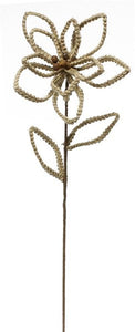 Jute Cutout Braid Poinsettia Stem Natural Floral Pick (24" Long)