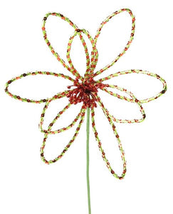 Red Lime Green Poinsettia Christmas Floral Pick (23.5" Long x 11.75" Diameter)