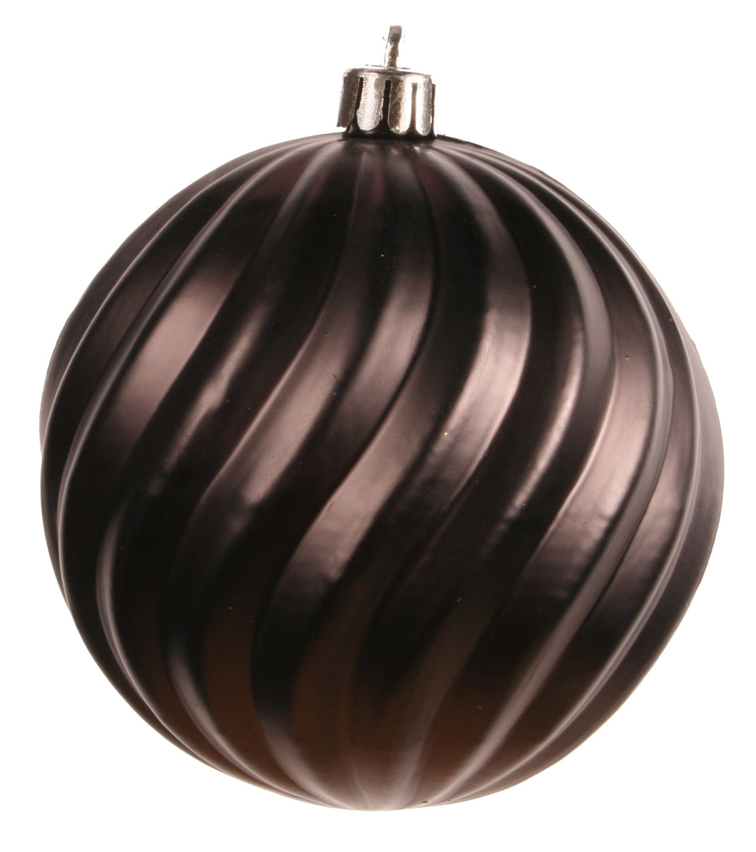 SINGLE ORNAMENT: 80 mm Round Matte Ball Ornament: Black 3 Inch Wide Silver Loop Hanger Attached